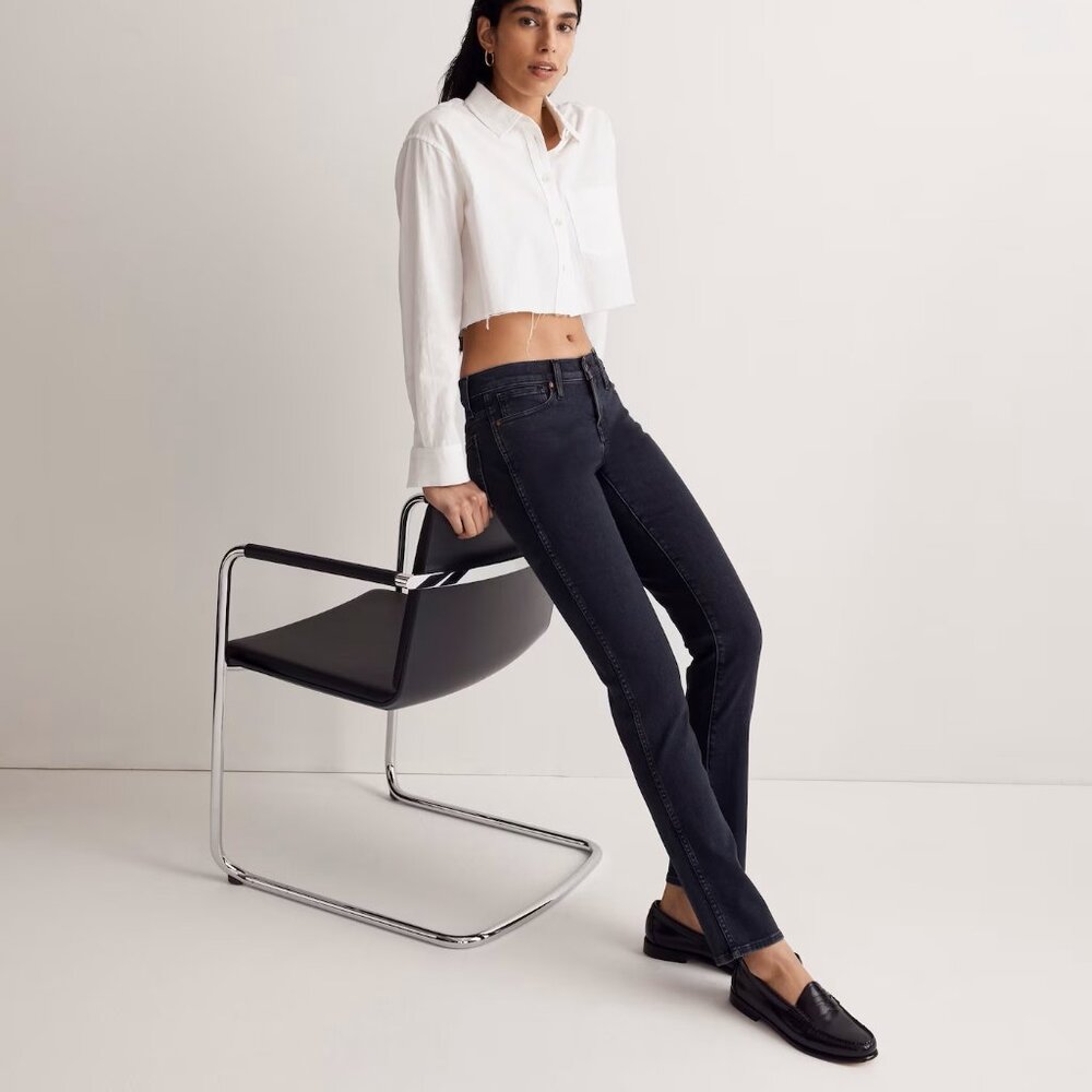 Madewell Low-Rise Stovepipe Jeans Lunar Wash Black NN287 Size 28 NWT